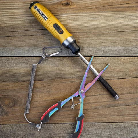 Toddmomy rainbow-finish stainless steel long-nose fishing pliers with line cutter and hook remover