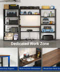 Modular Garage Storage System With Workbench And Pegboard Shelving, 117-Inch Heavy-Duty Steel Organizer, open shelves, and tool rack