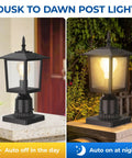 Outdoor Post Light Fixture With Dusk To Dawn Sensor Six Inch Aluminum Lantern With Clear Glass for garden pathway