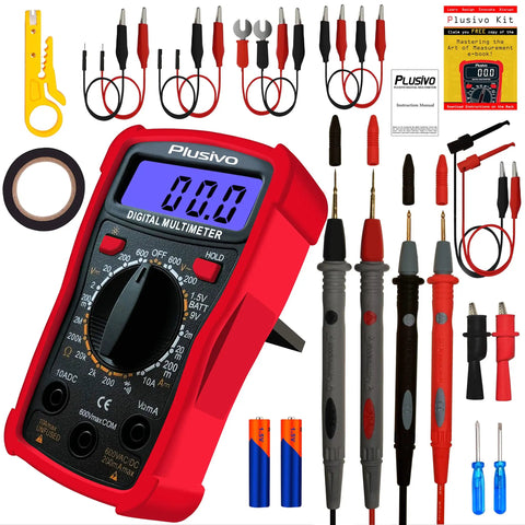 Digital Multimeter 2000 Counts With Test Leads For AC DC Voltage Resistance Current Continuity Diode Test Battery Check And Household Outlet Testing Backlit Display For Home Workshop