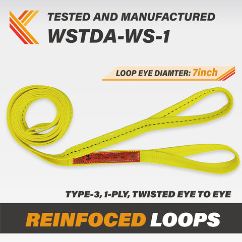 One Inch Webbing Sling Six Foot Lifting Straps Two Pack Heavy Duty Rigging Gear displayed with reinforced loops and labels