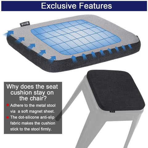 Four Pack Magnetic Bar Stool Cushions That Are Cozy And Comfy With Breathable Woven Fabric Anti Slip Silicone Bottom For Metal Cafe And Bistro Stools Square 11x11x1.3 Inches Set Of 4 Black