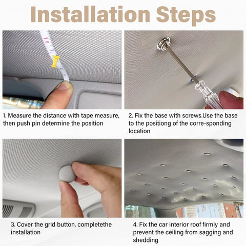 50 Set Car Roof Headliner Repair Kit With 202 Pcs Auto Roof Snap Rivets Retainers And Installation Tool guide steps in use