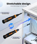 152 In 1 Precision Screwdriver Set With Magnetic Bit Kit demonstrating extendable shaft in use on PC