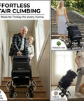 Grocery Cart That Climbs Stairs Foldable With 55L Cooler Pocket And 110 Lb Capacity, Three Wheel Design in use indoors and outdoors