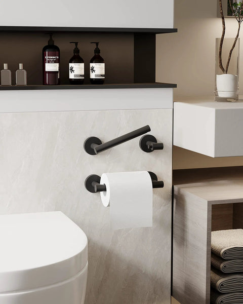 Two Pack Matte Black Toilet Paper Holder Built To Last Rustproof SUS304 Stainless Steel Double Post Pivoting Roll Holder