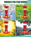 2 Pack 10oz Plastic Hummingbird Feeder With Ant And Bee Proof Design in seasonal settings, featuring six flower-shaped feeding ports.