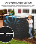 Outdoor Privacy Screen Kit 50 Inch Wide By 48 Inch High Black 3 Panel Fence Panels With Aluminum Posts For Air Conditioner Units