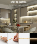 48ft COB LED Strip Lights Crazy Bright 4000K Natural White For Cabinets And Home DIY Lighting installed in modern kitchen