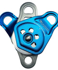 Upgraded Rescue Double Pulley Sheave With Swing Plate For Backyard Zipline And Climbing Adventures, Blue, front view