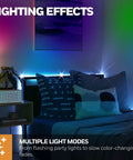 Color Changing RGB LED Strip Light 16.4 Ft With Motion Sensor And Remote illuminating a bedroom with vibrant colors