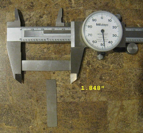 Stainless Reed Valve Set for Air Compressors in Size Three Eighths Inch by One and Three Quarters Inch Includes Two Reed Valves Fits Central Pneumatic Harbor Freight Sears Craftsman E100229 Replacement shown with caliper measurement.