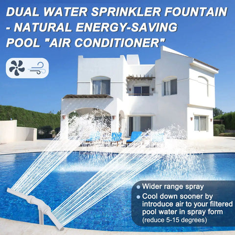 Dual Spray Head Pool Fountain Waterfall Kit With Two Heads For Above Ground And In Ground Pools Cools And Warms Water Faster