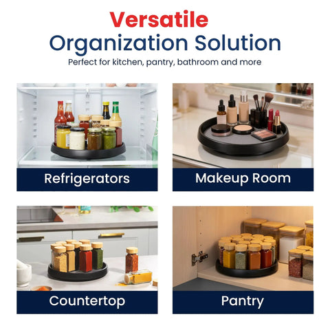 10 Inch Lazy Susan Turntable Set Of 4 Non Skid Cabinet Organizer for Kitchen Pantry and Bathroom Storage with Smooth Rotation