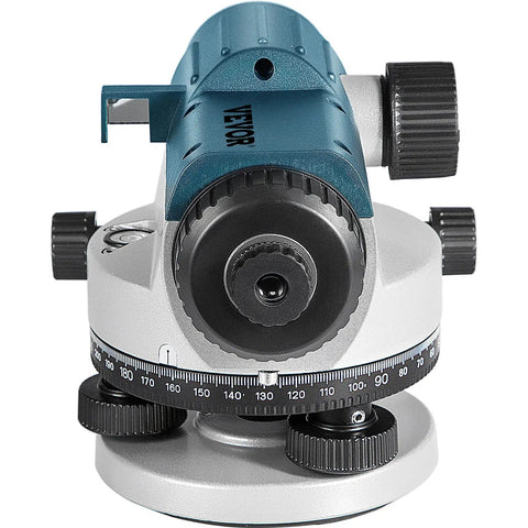 Front view of automatic transit level kit with 24X optical and 40mm lens magnetic dampened compensator IP54 waterproof.