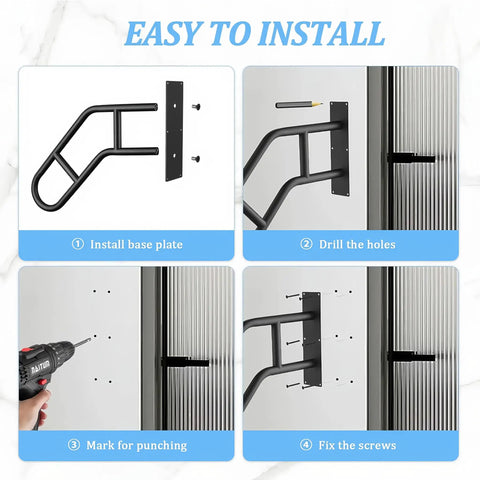 Installation steps for U Shaped Wall Mounted Outdoor Stair Handrail Built Dang Tough Anti Slip Stainless Steel Safety Rail.