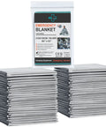 Emergency Silver Foil Mylar Blanket 12 Pack for Outdoors Hiking Survival with 210x130cm size and packaging display