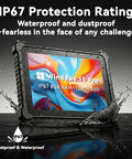 Tough As Nails 10.1 Inch Rugged Tablet With Windows 11 Pro IP67 Waterproof Dustproof Mil Std 810H Drop Resistant with water splashes.