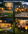 Solar Torch Lights With Flickering Flame Realistic Fire Effect for outdoor garden and patio easy setup no fuss torch light