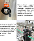 Heavy Duty Automatic Paste And Liquid Filling Machine With Solid Servo Pneumatic Drive And Long Conveyor Belt showing adjustable handwheel and guardrail for bottle height.