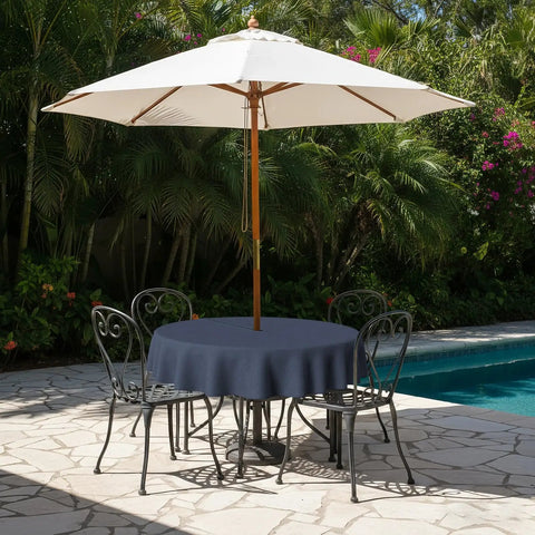 60inch round patio cover with umbrella hole 60 Inch Round Outdoor Tablecloth With Umbrella Hole And Zipper Navy  Textured Water Repellent Polyester Cover For 2 To 4 Seater Tables Durable  Patio