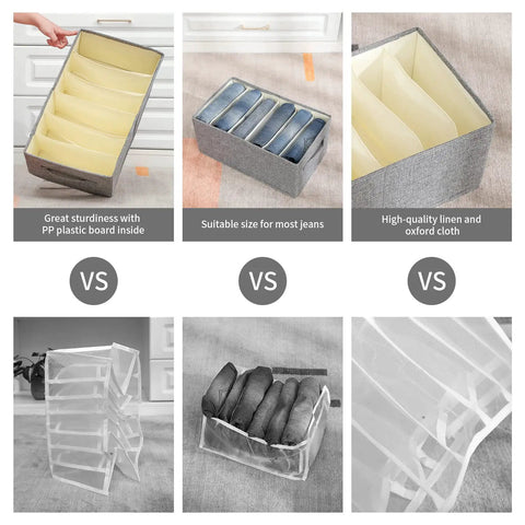 Foldable Closet Organizer Bins For Clothes, Reinforced Handle, Thick Fabric Storage With Built In PP, Modern Stackable Design