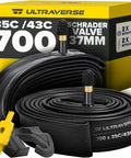 Inner Tube For 700x35 To 700x43c And 28 Inch Wheels With 37mm Schrader Valve Butyl Rubber For Road And Gravel Bikes 2 Pack Includes Tire Levers For Quick On The Go Install.