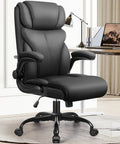 Ergonomic Big And Tall Office Chair with breathable leather, adjustable flip-up armrests, in a home office setting