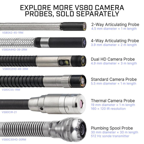 Various VS80 camera probes including HD Camera Probe For VS80 Videoscope 5.5mm 1m Long High Definition Imaging 1280x720.