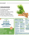 Outdoor Pest Control Spray Concentrate With Natural Essential Oils, 16 Oz, label with cedarwood scent description
