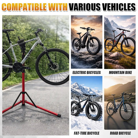 Heavy Duty Bike Repair Stand With 360 Degree Clamp Portable Aluminum Work Stand Supports Up To 110 Lbs Tool Tray for Various Bikes