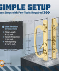 Legacy Sliding Glass Door Offset Latch Gold Handle Set Replacement Eight And One Half Inch Escutcheon Plate Fits Three And Fifteen Sixteenths Inch Screw Hole Spacing And One And Quarter To Two And Quarter Inch Door Thickness Sash Controls 2265 front view