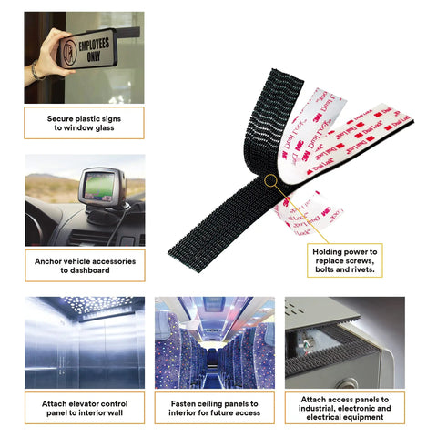 Heavy Duty Interlocking Reclosable Fastener Tape 1in by 2in Set of 10, High Temp 93C, Strong Adhesion SJ3560 Style Mounting Tape