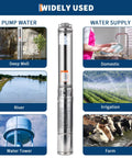 Deep Well Submersible Pump 1HP 230V 60Hz Stainless Steel 4 Inch Well Pump with varied usage including irrigation and domestic water supply