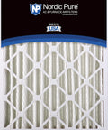 Close-up of Nordic Pure 20x25x4 Pleated Air Filter, MERV 13, fits Honeywell Lennox, high-efficiency design.