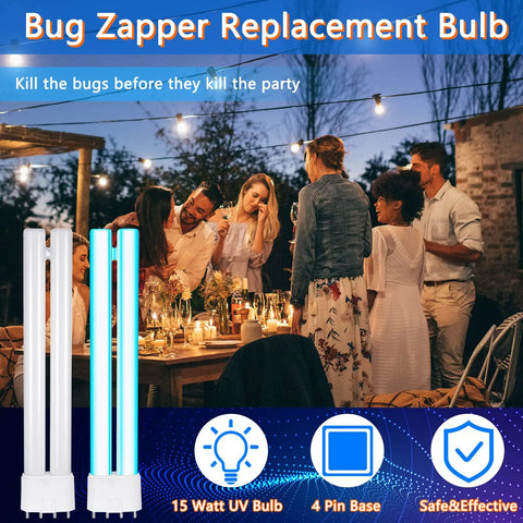 4 Pack 8.6 Inch 18W H Shaped Bug Zapper Replacement Bulbs With 4 Pin Base for mosquito zappers; party scene background