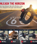Universal Motorcycle Throttle Cruise Control And Motor Assist with Anti Slip Accelerator Clamp shown on a motorcycle handlebar.