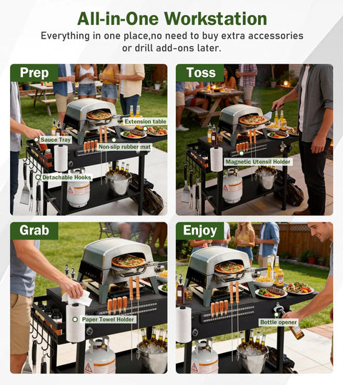 Griddle Stand For Blackstone 17 And 22 Inch Griddles With Wheels Portable Outdoor Grill Table With Ample Workspace setup view