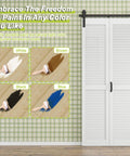 40x84 Inch Bifold Barn Door With 44 Inch Track Hardware Kit Included Preassembled MDF Panel PVC Surface Bi Fold Door For Closet Pantry Laundry Easy To Install Louver Folding Closet Doors White Space Saving Sliding Door shown with paint color options white, brown, black, and blue.