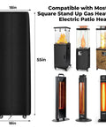 Beefed Up Weatherproof Tower Patio Heater Cover With Zipper And Storage Bag Made From Oxford Fabric for 18x18x55 inch heaters