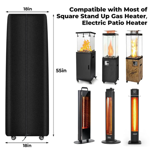 Beefed Up Weatherproof Tower Patio Heater Cover With Zipper And Storage Bag Made From Oxford Fabric for 18x18x55 inch heaters
