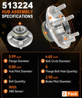 Front Wheel Bearing Hub Assembly 513224 For Dodge Challenger 2008 To 2014 with ABS sensor and 5 bolts specifications