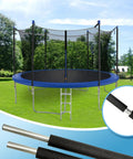 Heavy Duty Universal Trampoline Enclosure Poles Kit For Six Straight Tubes Fits 10 To 16 Foot Nets with safety poles and foam guards.