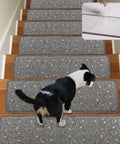 Non Slip Indoor Stair Treads Set Of 13 In Grey With Self Adhesive Peel And Stick 30 By 8 Inch Mats Skid Resistant Carpet Rugs with cat