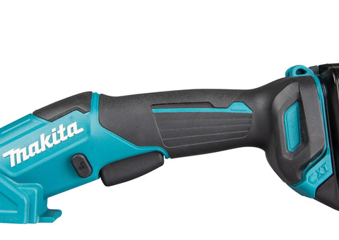 Detail of Badass Compact 12V Max Lithium Ion Cordless Multi Cutter Slick Flexible Material Trimmer with ergonomic grip.