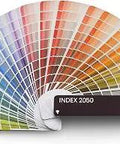Dope 2050 Color Guide Set with durable coated samples, open to show a range of NCS colors, for interior and exterior design.