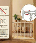 Narrow Baby Gate 24.4 To 29 Inches, Pressure Mounted No Drill, Dog Gate For Stairs And Doorways, White Metal, Easy Install Diagram