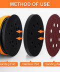 5 Inch 8 Holes Interface Pad Set Of 5 For Orbital Sanders With Hook And Loop Backing Soft Density Sponge Cushion Buffer