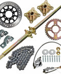 Forty Four Point Two Five Inch Heavy Duty Beefed Up Go Kart Rear Axle Shaft Kit With Chain Sprocket Brake Disc Parts