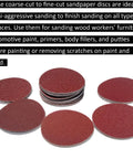 6-inch PSA sanding discs set, red abrasive, self-adhesive, assorted grits, 60 discs